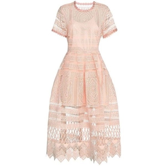 ALEXIS ALANNA MACRAMÉ LACE MIDI DRESS SZ M - Picture 2 of 10